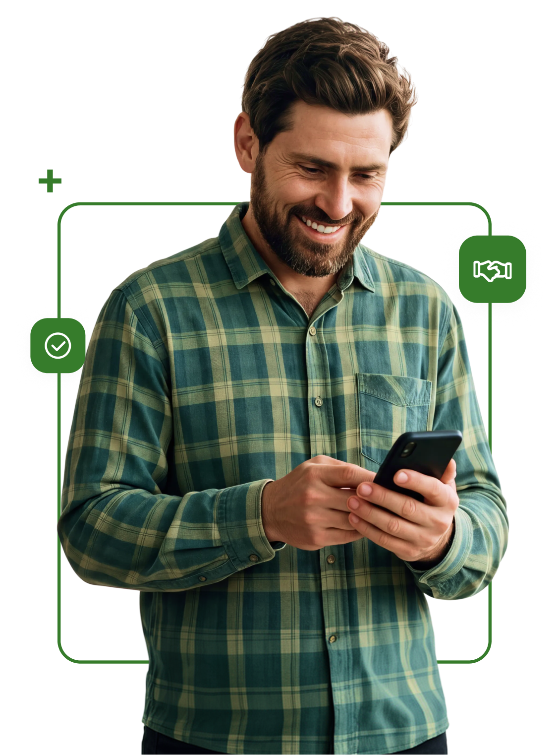 Cliente John Deere utilizando o celular