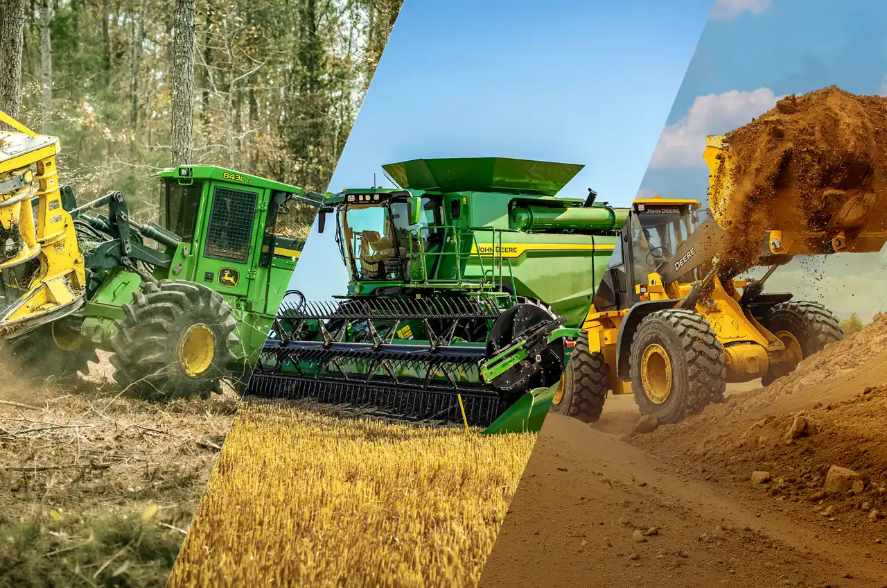 três máquinas da john deere que podem ser compradas pelo financiamento em dólar